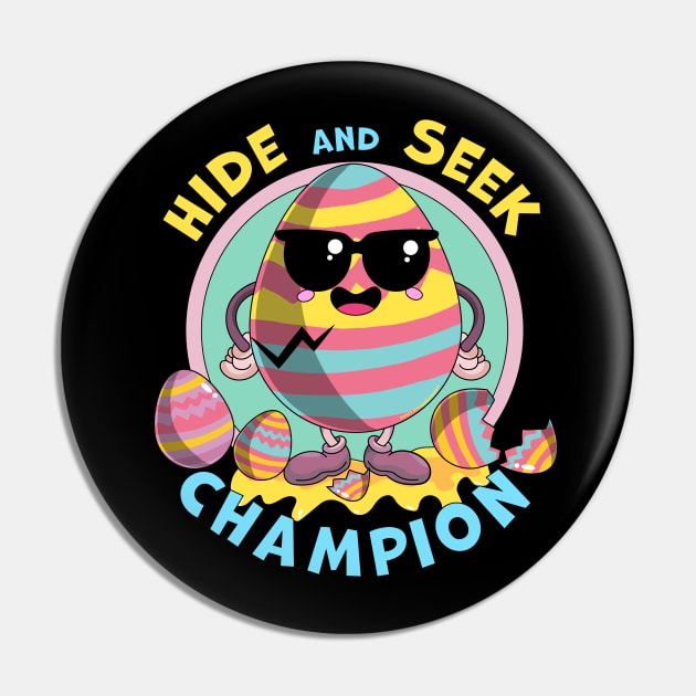 Hide and Seek Champion Egg - Funny Easter Bunny Pin by OrangeMonkeyArt