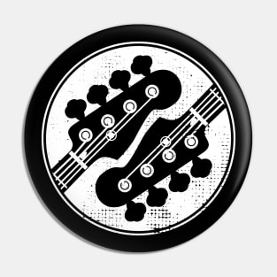 Bass Guitar Headstock Circle Dark Theme Pin