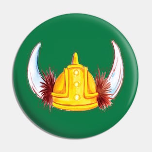 Viking helmet in watercolor style Pin
