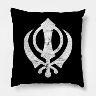 Khanda (Sikh symbol) -  Vintage Faded Style Design Pillow