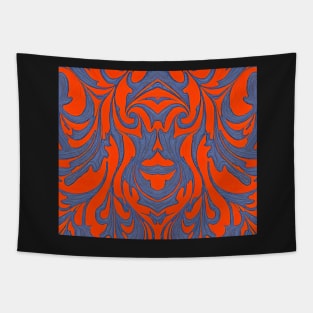 Tomato Red Aesthetic Fractal Pattern Tapestry