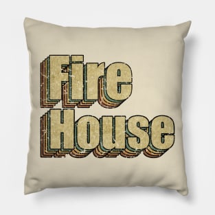 Fire House // Vintage Rainbow Typography Style // 70s Pillow