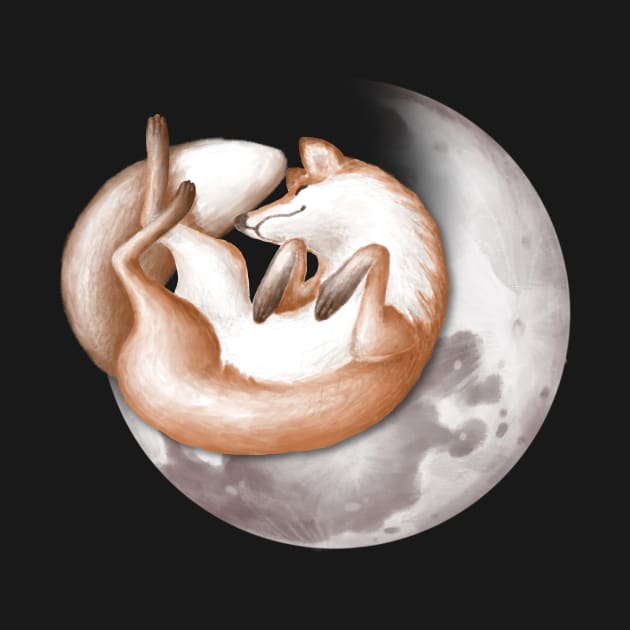 Cute fox sleeping on the moon. by CaptainPixel