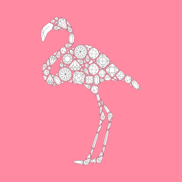 Gems Pattern Flamingo for Adult Coloring, Pink Flamingos Illustration by annagrunduls