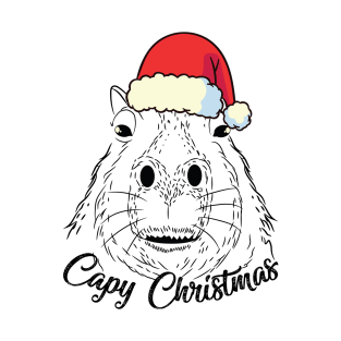 Capy or Huppy Christmas Capybara Holidays Santa Design T-Shirt