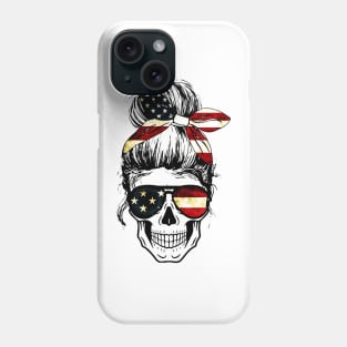 Womens American Lady Skull USA Flag Phone Case