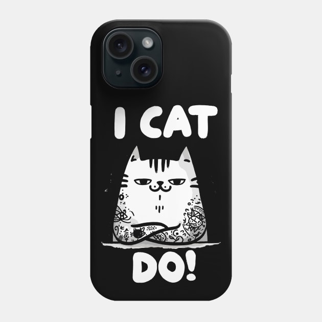 I cat do Cool Tattoo Cat (Back Print) Phone Case by DoodleDashDesigns