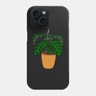 Green Monstera Plant Illustration | Plant in a pot Phone Case