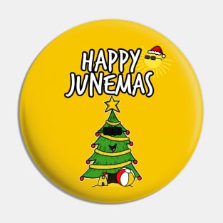 Happy Junemas Christmas June 2021 Tree Summer Funny Pin
