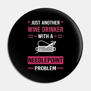 Wine Drinker Needlepoint Canvas Work Pin