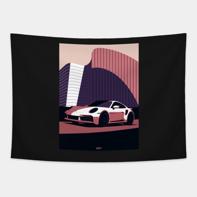 911 Turbo (Autumn Pink) Tapestry by Atelier de l'Automobile