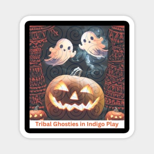 Tribal Ghosties in Indigo Play – Cute Hmong Spirit Glow Magnet