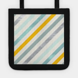 Diagonal Stripes in Blue Silver and Gold Tote