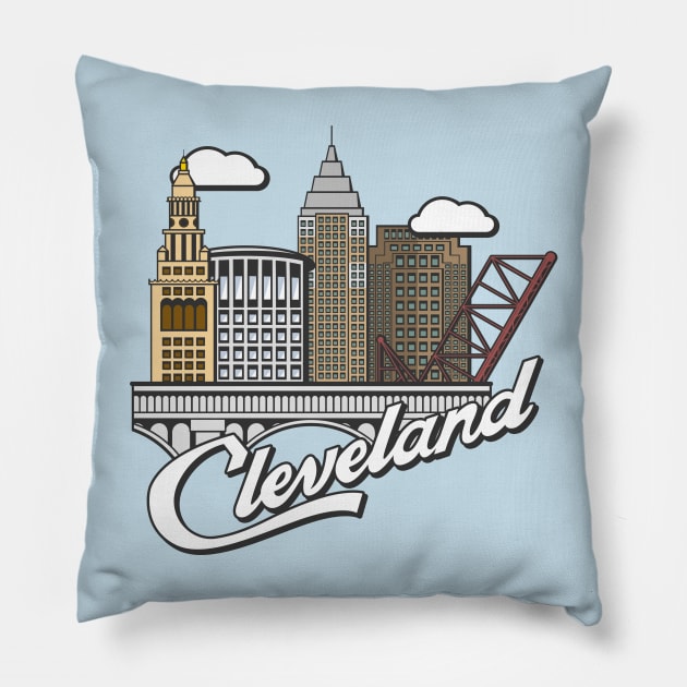 Cleveland Skyline Pillow by mbloomstine