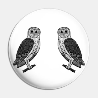 Barn Owls in Love - hand drawn bird design Pin