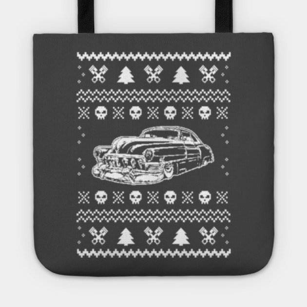 Merry Hot Rod Ugly Christmas Sweater Funny Tshirt Hot Rod Tote