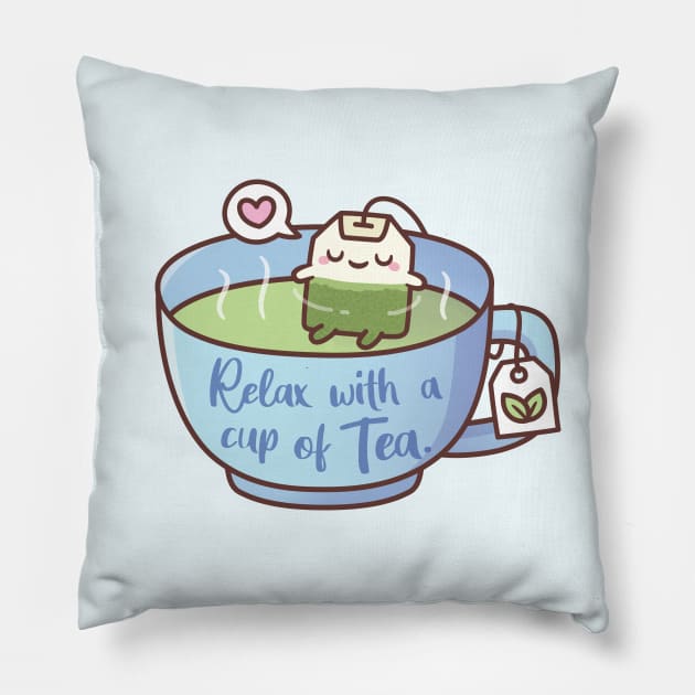 Cute Tea Bag Relax With A Cup Of Tea Pillow by rustydoodle