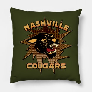 Nashville Cougars Retro Team 1970's Style Full Color Design 2 Pillow