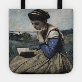 A Woman Reading by Jean-Baptiste-Camille Corot Tote