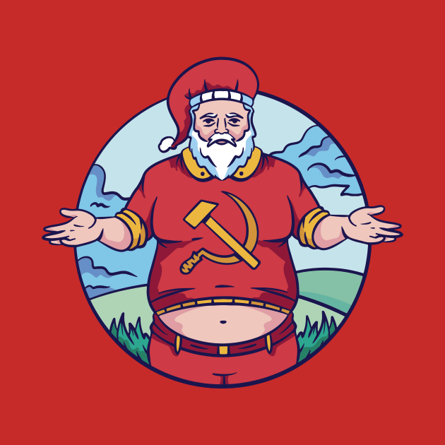 Funny Vintage Cartoon Commie Santa by SLAG_Creative