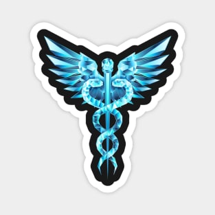 Caduceus Crystal Symbol on Black Background Magnet