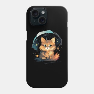 Somali Cat Rainy Day With Umbrella Phone Case