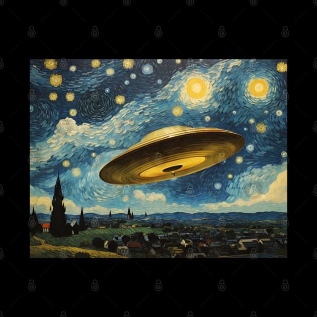 Vincent Van Gogh UFO Alien Starry Night by RetroSalt