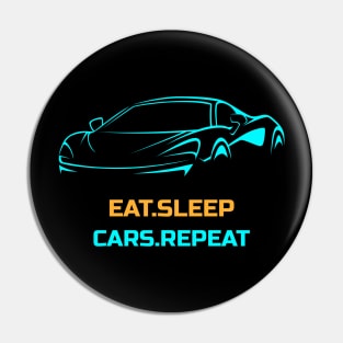 Eat Sleep Cars Repeat McLaren Gulf Blue Car Pin