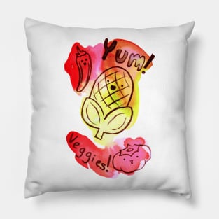 Yum! Veggies! watercolor Pillow