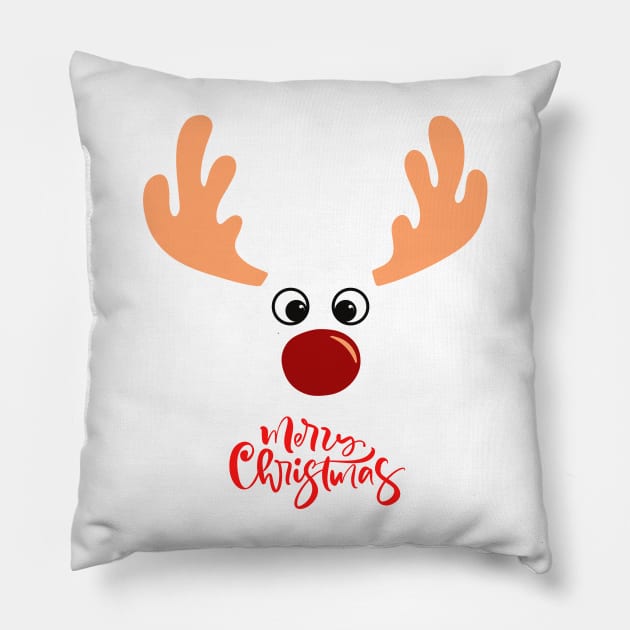 merry christmas reindeer design cute xmas gift Pillow by Ashden