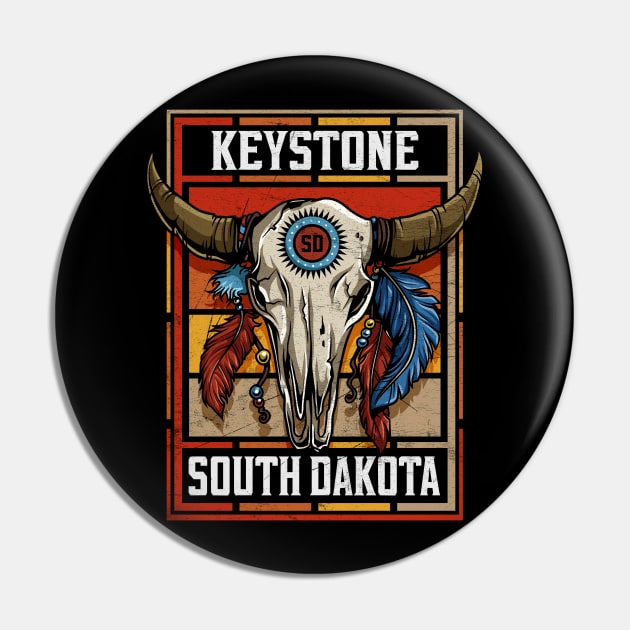 Keystone South Dakota Native American Bison Skull Pin by SouthDakotaGifts