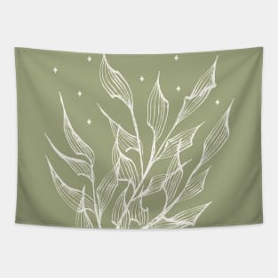 Sage Green Leaves Tapestry