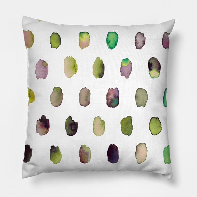 Artistic Watercolor Palette Dots Purple Pillow by ninoladesign