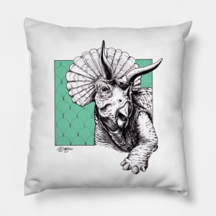 Scallop triceratops teal T-shirt Pillow