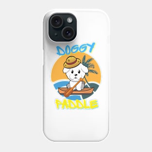 Cute furry Dog is paddling on a boat Phone Case