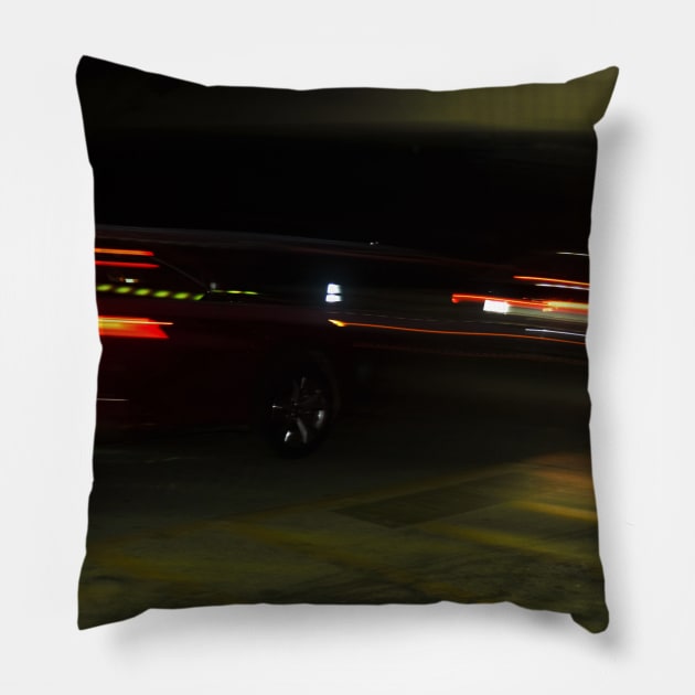 Speeding Cars Pillow by BenjiRetroWave