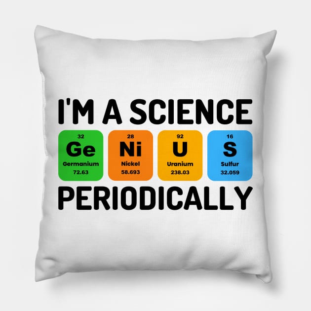 I'm A Science Genius Periodically Funny Chemistry Pun Pillow by Outfit Clothing