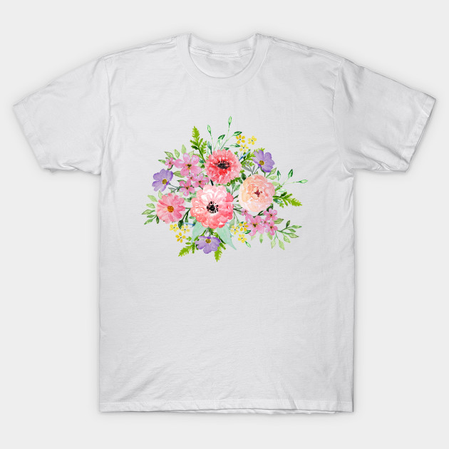 Blooming Floral Bouquet Watercolor Hand Paint Flowers Blooming