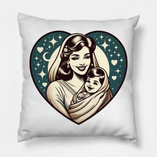 Vintage Motherhood Love Heart Symbol of Maternal Affection Pillow