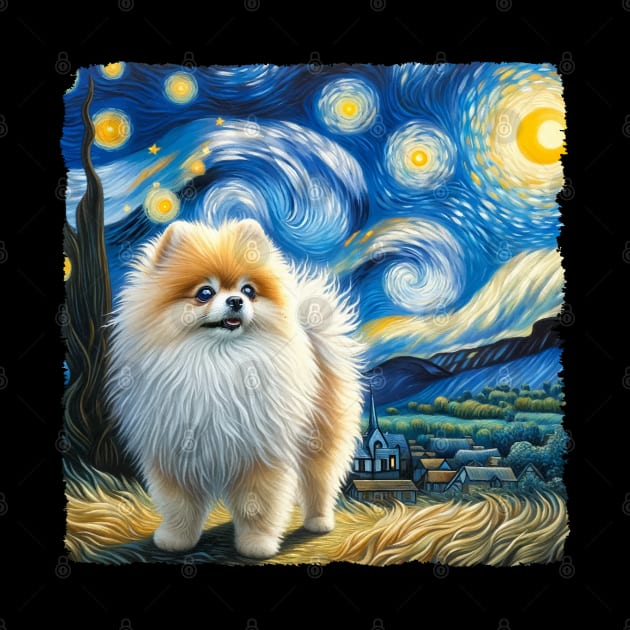 Starry Pomeranian Dog Portrait - Pet Portrait by starry_night