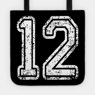 Number 12 Grungy in white Tote