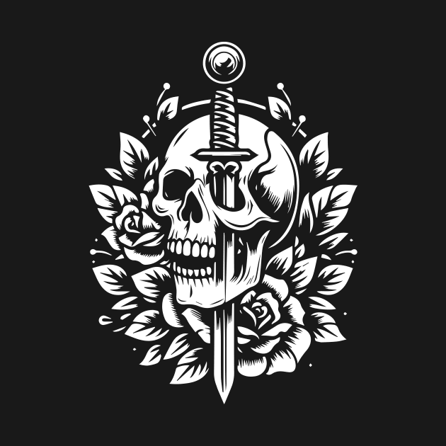 skull with sword by lkn