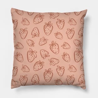 Cute Strawberry Print Strawberries Outline Pattern Pink Pillow