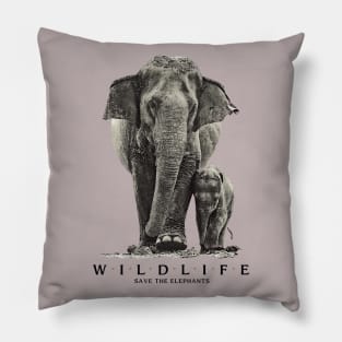 Save the wildlife Elephants Pillow