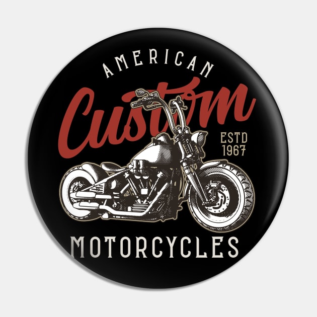 American Custom Bike Chopper Motorcycle Biker Pin by Automotive Apparel & Accessoires