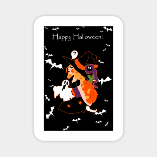 "Happy Halloween" Cute Spooky Witch Magnet