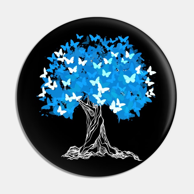 Tree With Blue Butterflies Pin by Aliaksandr