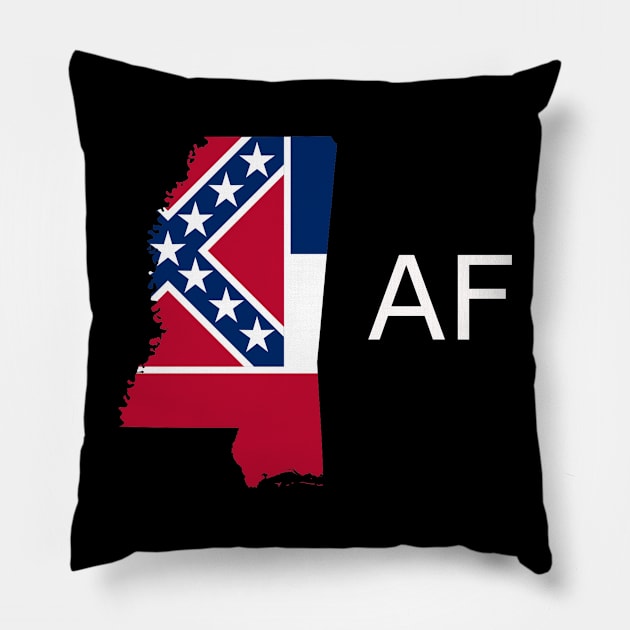 Mississippi Flag State Outline AF (white) Pillow by Big Term Designs