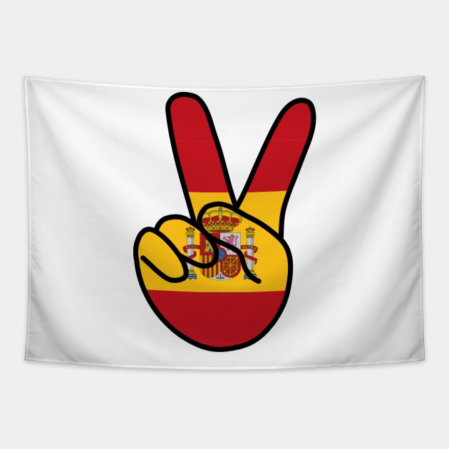 Spain Flag V Sign Tapestry by DiegoCarvalho