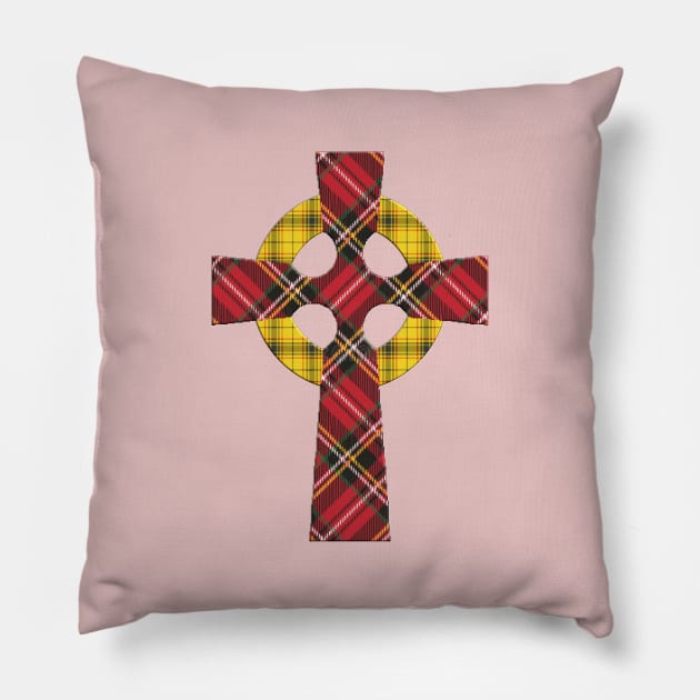 Celtic Tartan Cross Pillow by Alex Bleakley